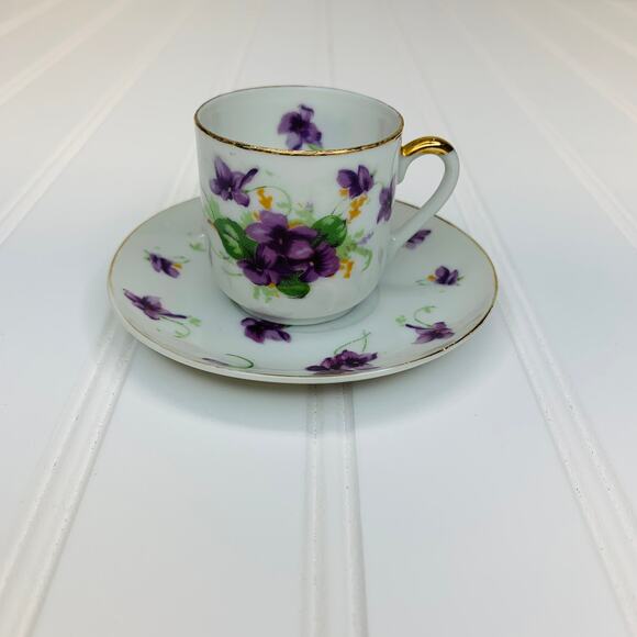 Norcrest Purple Floral Demitasse Cup 2" 215/161 - Picture 1 of 7